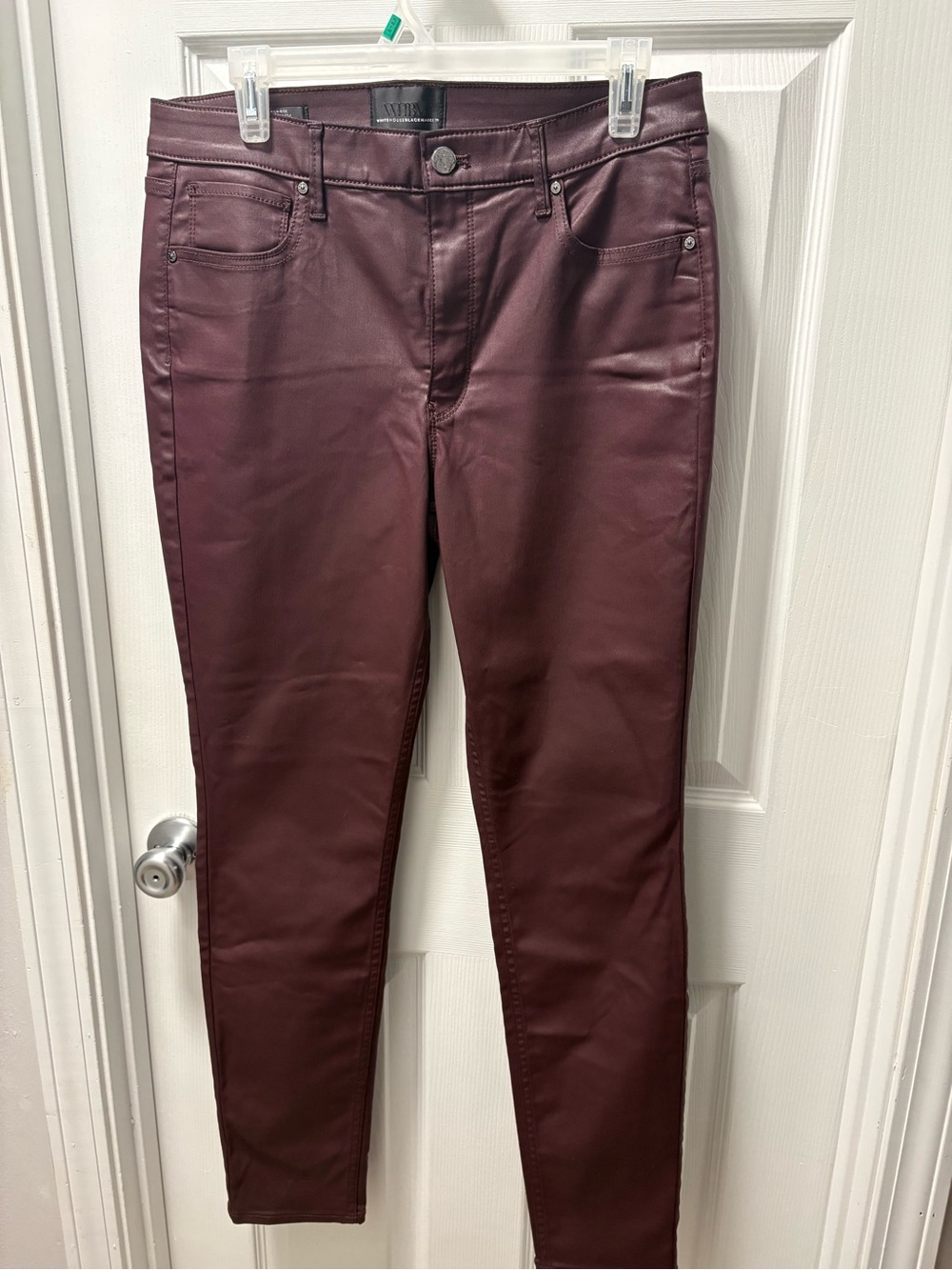 White House Black Market Burgundy Coated Skinny Jeans